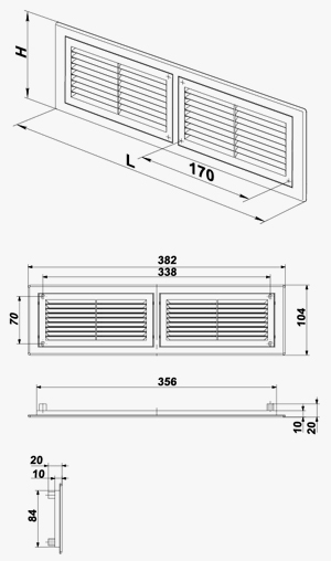 Приточно-вытяжная решетка дверная МВ 380 - 3