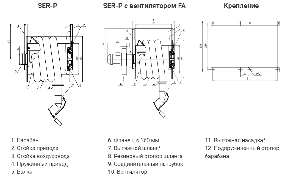 Катушка вытяжная с пружинным приводом SER-P - 2 Катушка вытяжная с пружинным приводом SER-P - 2