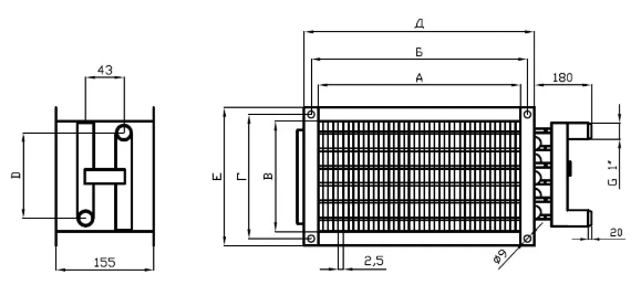 Теплообменник канальный Cyclone CHW 1000x500x2R - 2 Теплообменник канальный Cyclone CHW 1000x500x2R - 2