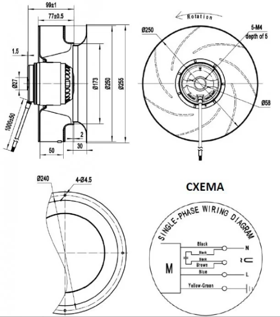Мотор-колесо CF250B-2E-AC0D - 2